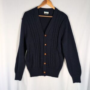 Vintage Sweater Cardigan Adult Size Large Blue Long Sleeve Womens Button Up USA